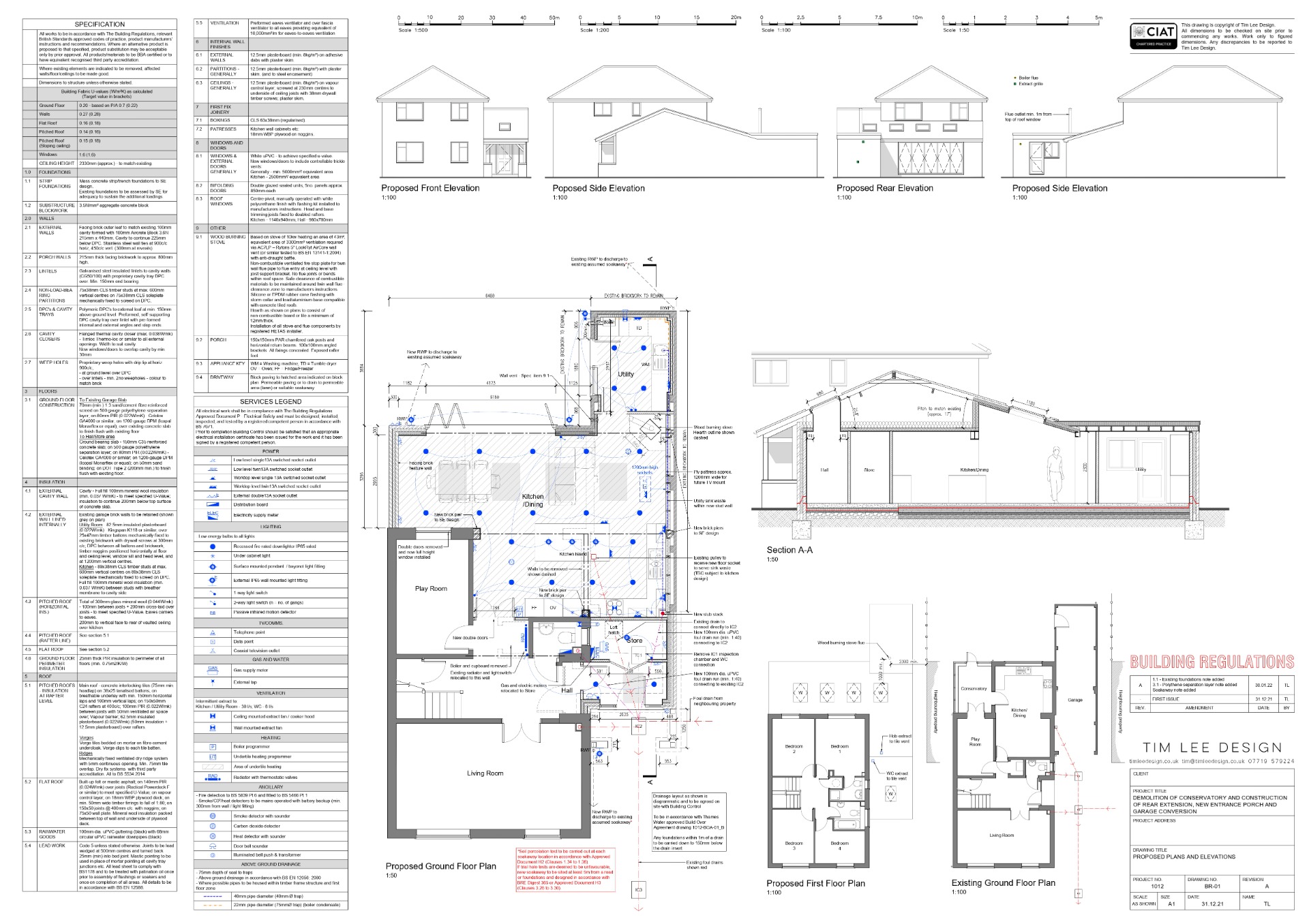 Building Regulations drawing for rear extension in Tring Hertfordshire